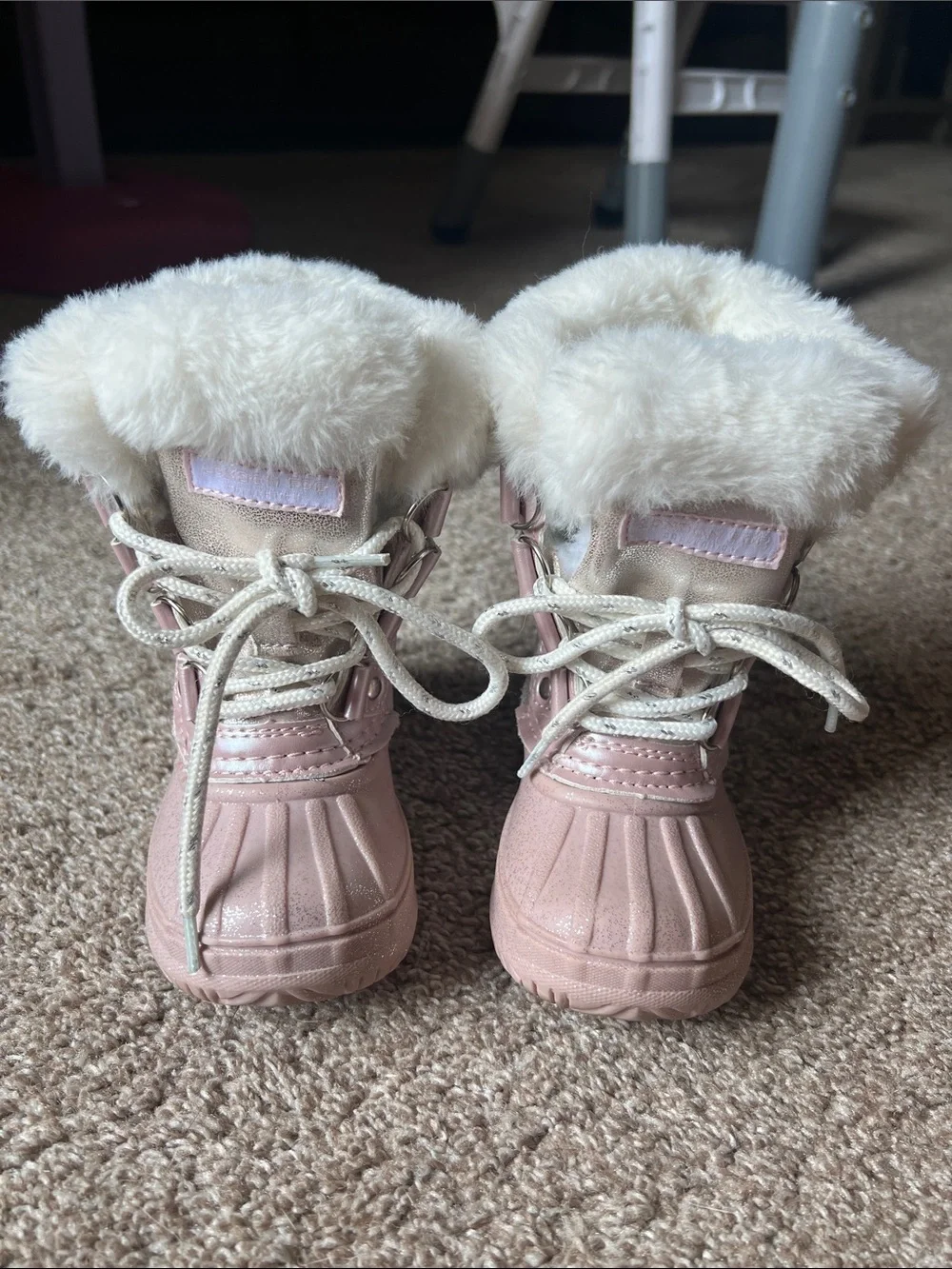 Toddler Size 6 Pink Faux-Fur Winter Boots